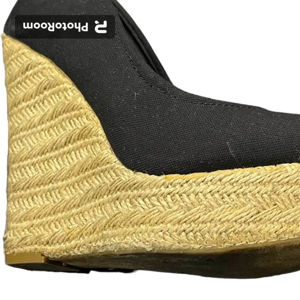 Madden Girl Wedges Black Chunky Shoes Espadrilles - Fabric Material - size 8.5